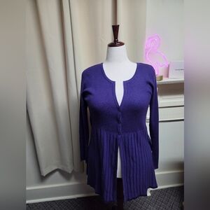 NWT Dialouge Purple Silk Cashmere Sweater Cardigan Medium